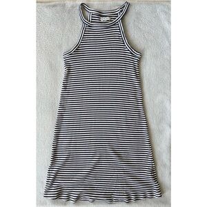 Madewell White and Blue Striped Sleeveless Dress